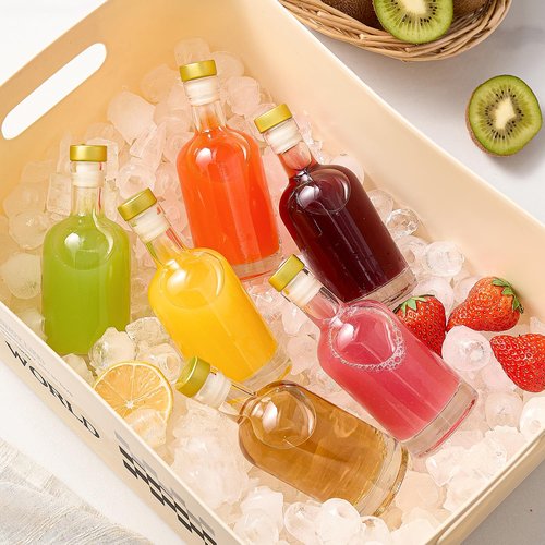 Danmu 20 Pack Glass Bottles with Lids 6 oz Airtight Leakproof,Thick Base Glass Bottles with Cork for Hot Sauce,Wine,Kombucha,Mead,Syrup,Vanilla Extract,Shrink Capsules Included for Party Favors