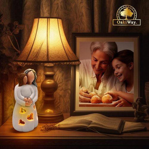 Gigi Hand-Painted Grandma-Granddaughter Candle Holder Statue - Unique LED Gift for Birthdays & Christmas
