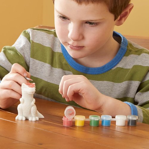 Melissa & Doug Dinosaur Figurines Craft Kit - Create Your Own Dinosaurs with 2 Resin Models & 6 Paints