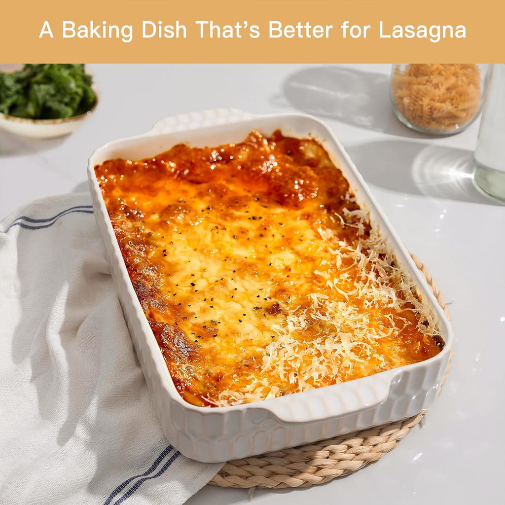 Regine Switzerland 4.7QT Casserole Dish - Large 9x13” Ceramic Baking Pan with Handles for Easy Serving