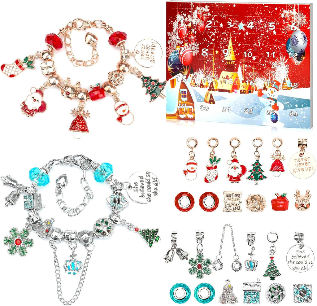 Regine Switzerland Advent Calendar 2025 - 24-Day Christmas Countdown Red DIY Charm Bracelet for Girls
