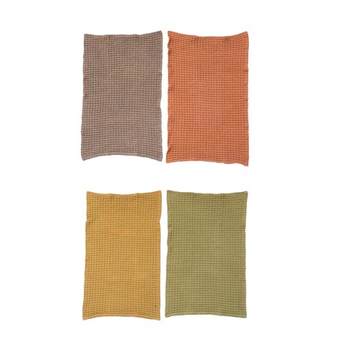 Creative Co-Op Prewashed Cotton Waffle Tea Towel, Set of 4 Colors Entertaining Textiles, Multi