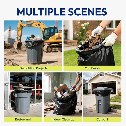 Heavy Duty Contractor Trash Bags - 33 Gallon, 30 Count | Strong Black, Leakproof Star Seal for Construction & Yard Debris