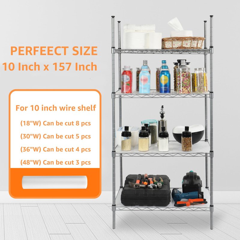PABUSIOR Clear Wire Shelf Liner: Plastic Pantry Shelves Liners 13.5 Inch Wide x 180 Inch - 1.2 MM Thick Translucent Waterproof Easy to Cut Drawer Mat for Garage Shoe Rack