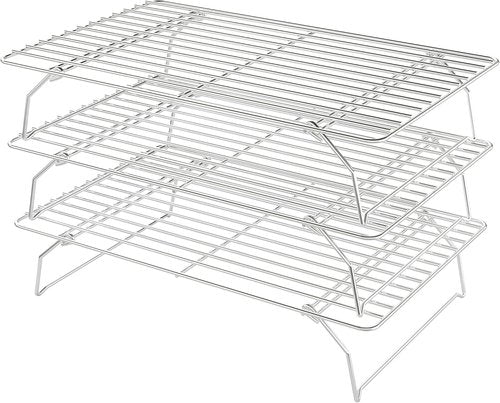 Cooling Racks - Skiennix 3-Tier Stackable Wire Baking Rack for Oven Cooking & Grilling | Dishwasher Safe, Silver