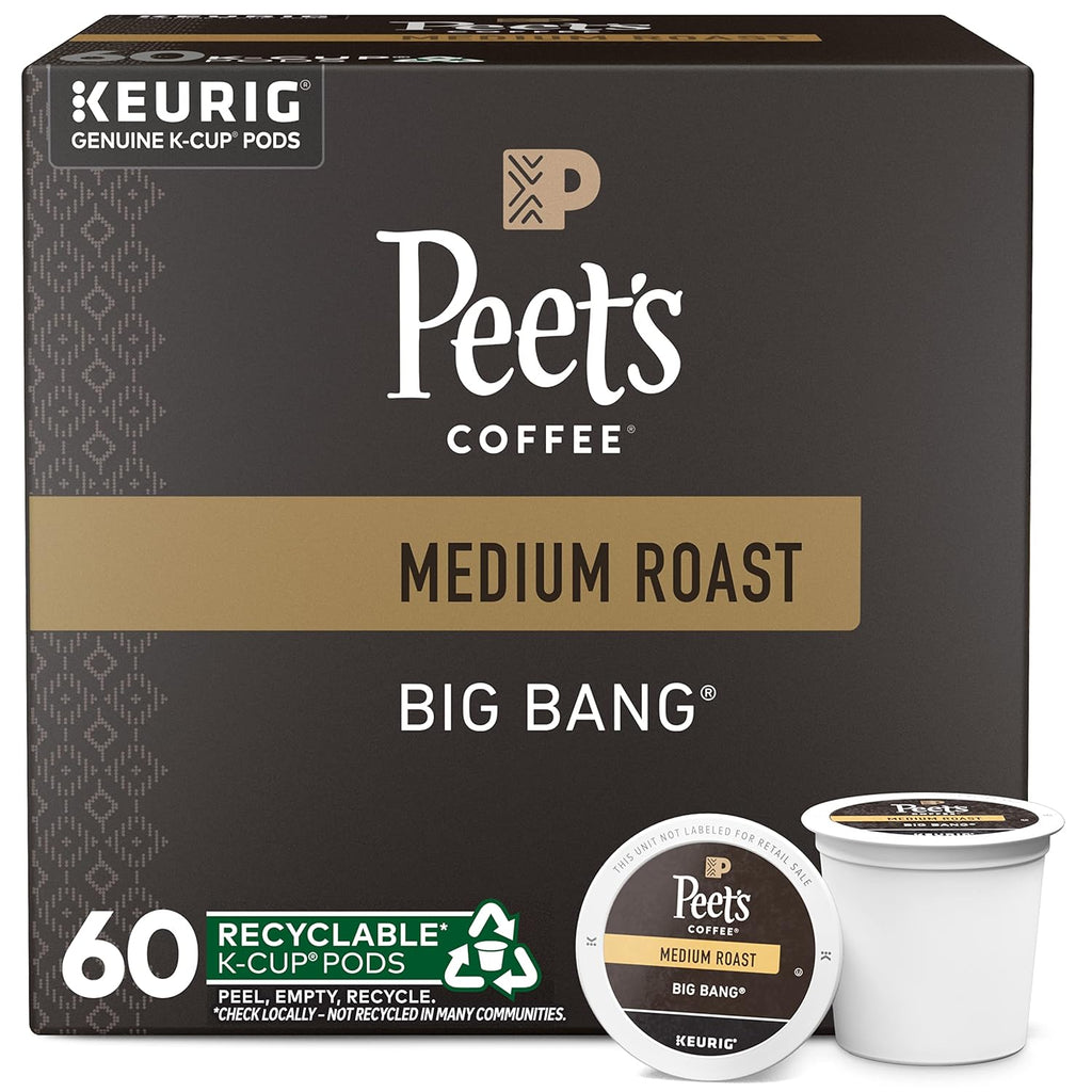 Peet's Coffee Medium Roast K-Cup Pods - 100% Arabica Big Bang Flavor, 60 Count (6 Boxes of 10 Pods)