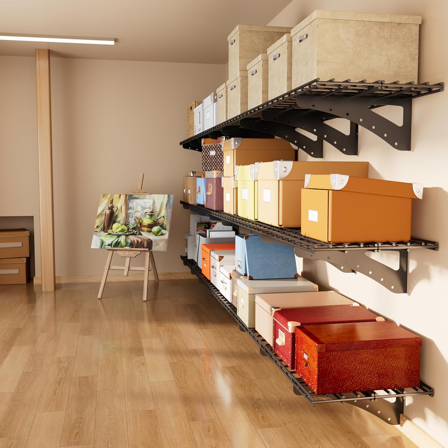 Sturdy Garage Wall Shelving by [Brand Name] - Heavy Duty 2-Pack Storage Rack | 70.86” x 23.6” | Black