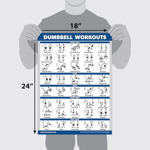 11 Pack Exercise Poster Set - Laminated Workout Guides for Dumbbell, Kettlebell, Yoga & More | 18" x 24"