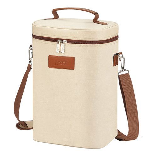 Tirrinia 4 Bottle Wine Gift Carrier - Leakproof & Insulated Padded Portable Versatile Wine Carrying Cooler Tote Bag for Travel, BYOB Restaurants, Wine Tasting, Parties,Gift for Wine Lovers, Beige