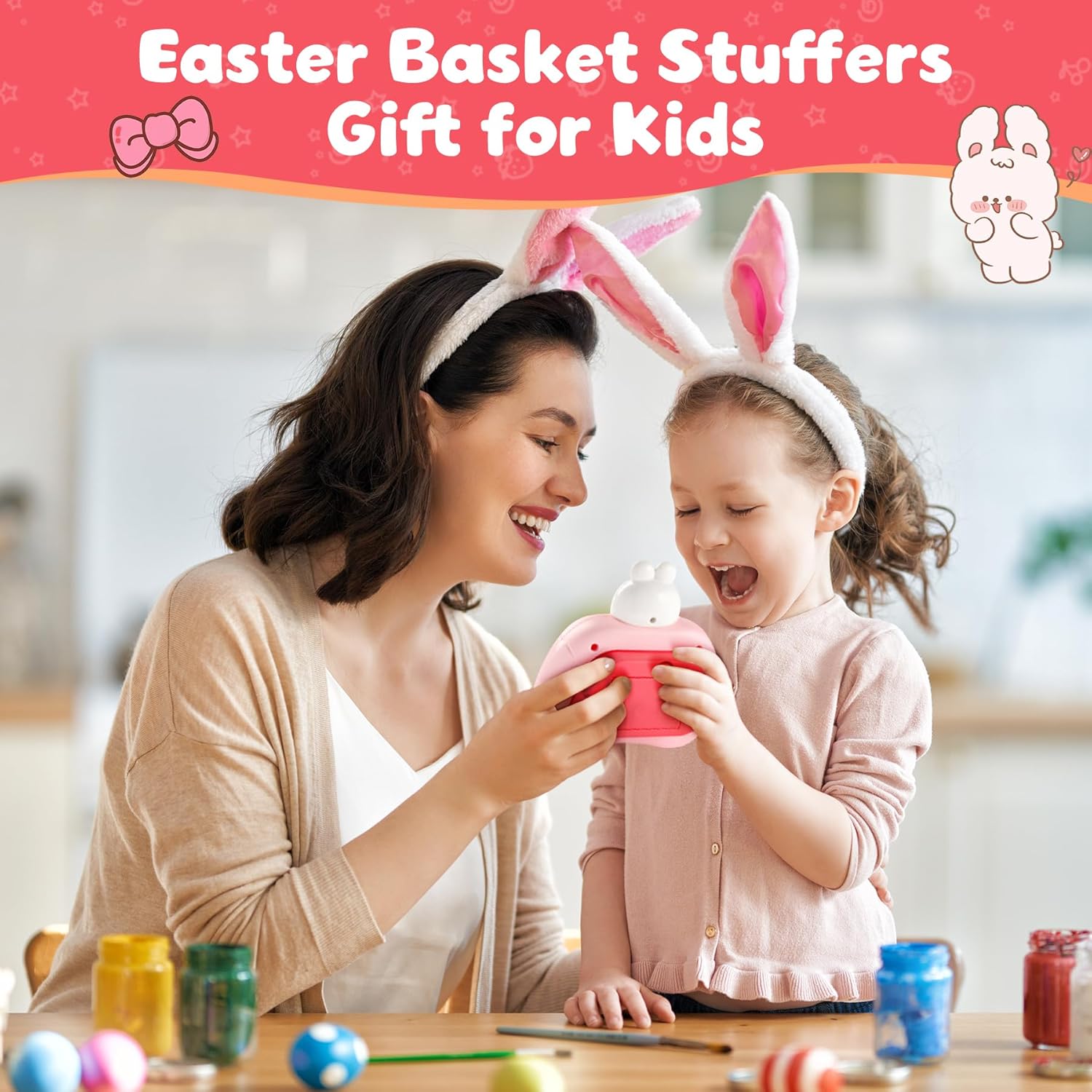 Skiennix Easter Bunny Pop Push Game - Sensory Fidget Toy for Kids | Light-Up Fun for Easter Baskets