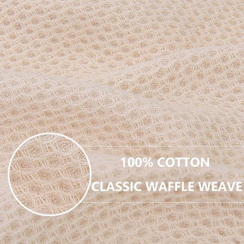 Homaxy Kitchen Dish Cloths - 100% Cotton Waffle Weave, Ultra Soft & Absorbent, 12x12 Inches, 6-Pack | Beige