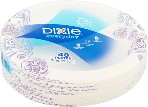 Dixie Everyday Paper Plates - 8.5 Inches, 48 Count | Durable & Convenient Disposable Dinnerware