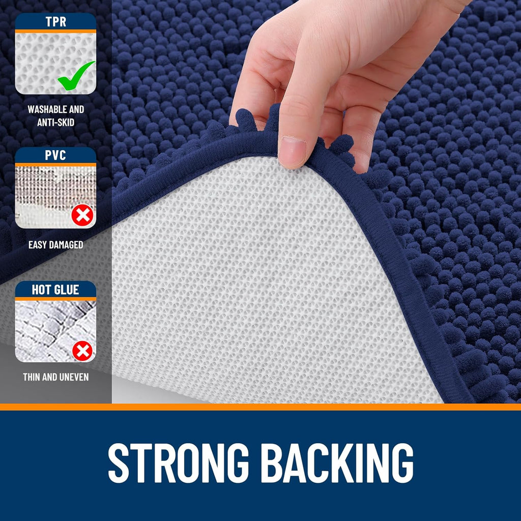 OLANLY Small Bathroom Rugs - Soft Absorbent Chenille Bath Mats | Quick-Dry, Machine Washable, 24x16, Twilight Sapphire