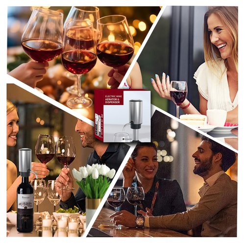 Wine Aerator Electric Wine Decanter Automatic Wine Aerator,Wine Dispenser Wine pourer with Rechargeable for Christmas, parties, weddings, dates (Black)