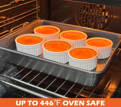 Koluti 6-Pack Nonstick Silicone 4oz Ramekins with Lids, Oven Safe Creme Brulee Baking Small Bowls, Souffle Ice Cream Pudding Dessert Dipping Sauce Cups, BPA Free, Microwave & Freezer & Dishwasher Safe