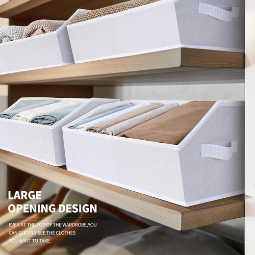 Homsorout Decorative Closet Baskets - Trapezoid Storage Bins with Handles, 10 Pack, White