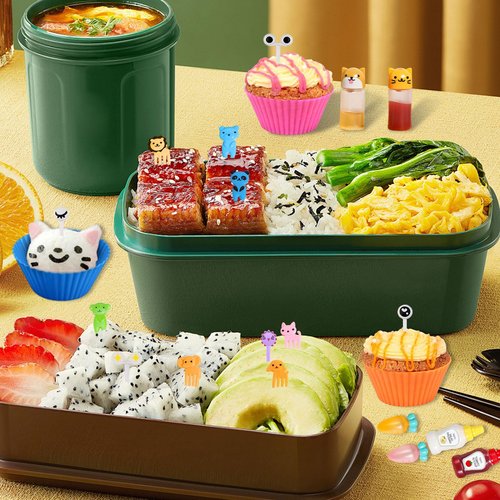 147 Pcs Condiment Squeeze Bottles Bento Lunch Box Accessories Cupcake Liners, Including Food Picks Mini Condiment Bottles Squeeze Bottles, Reusable Lunch Bento Box Accessories