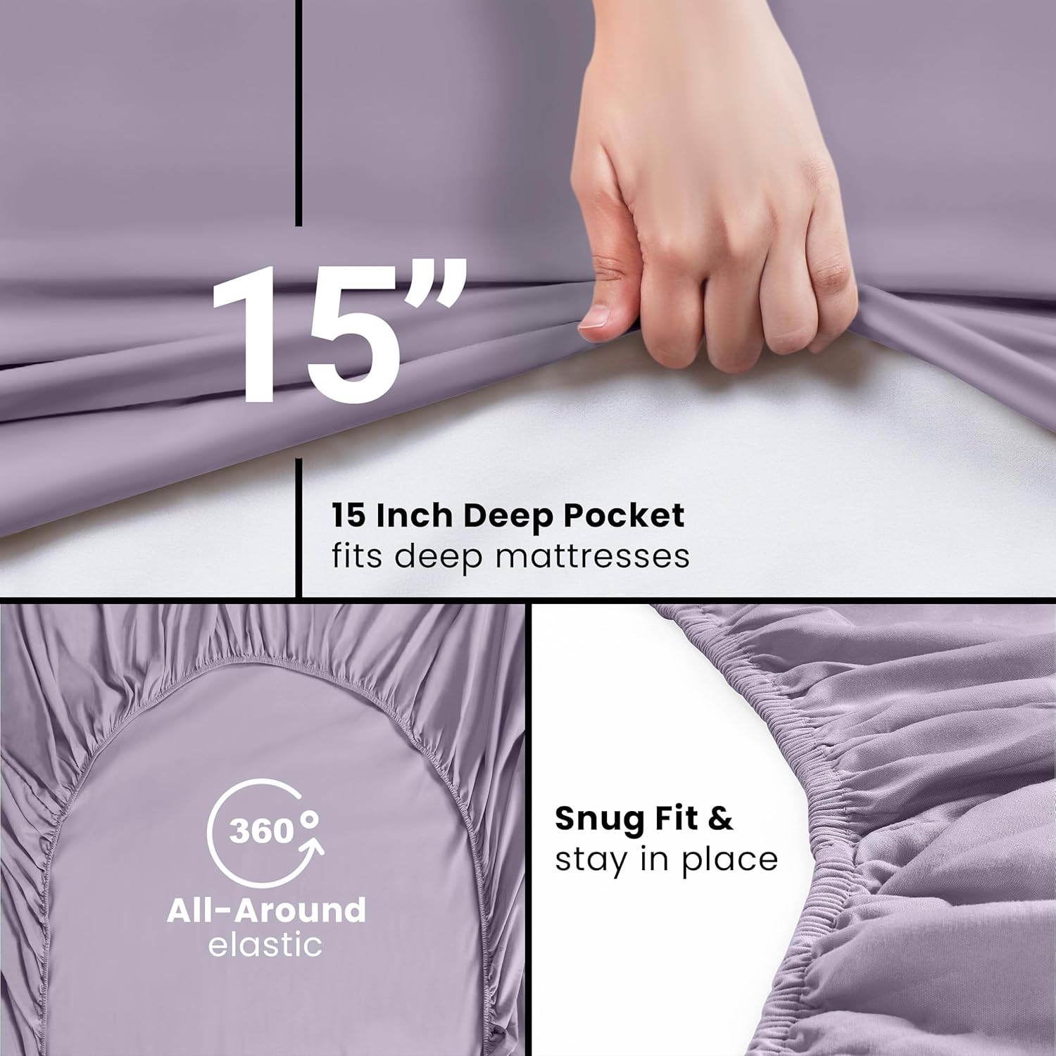 Utopia Bedding King Fitted Sheet - Deep Pocket Soft Microfiber - Fade Resistant & Easy Care | Lavender