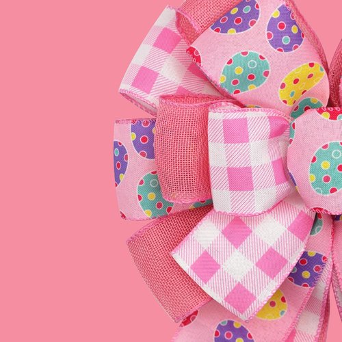 Montekin Large Easter Bows - Pre-Tied Wired Ribbon Bow for Wreath | 20x11 Inch, 2 Pack, Pink