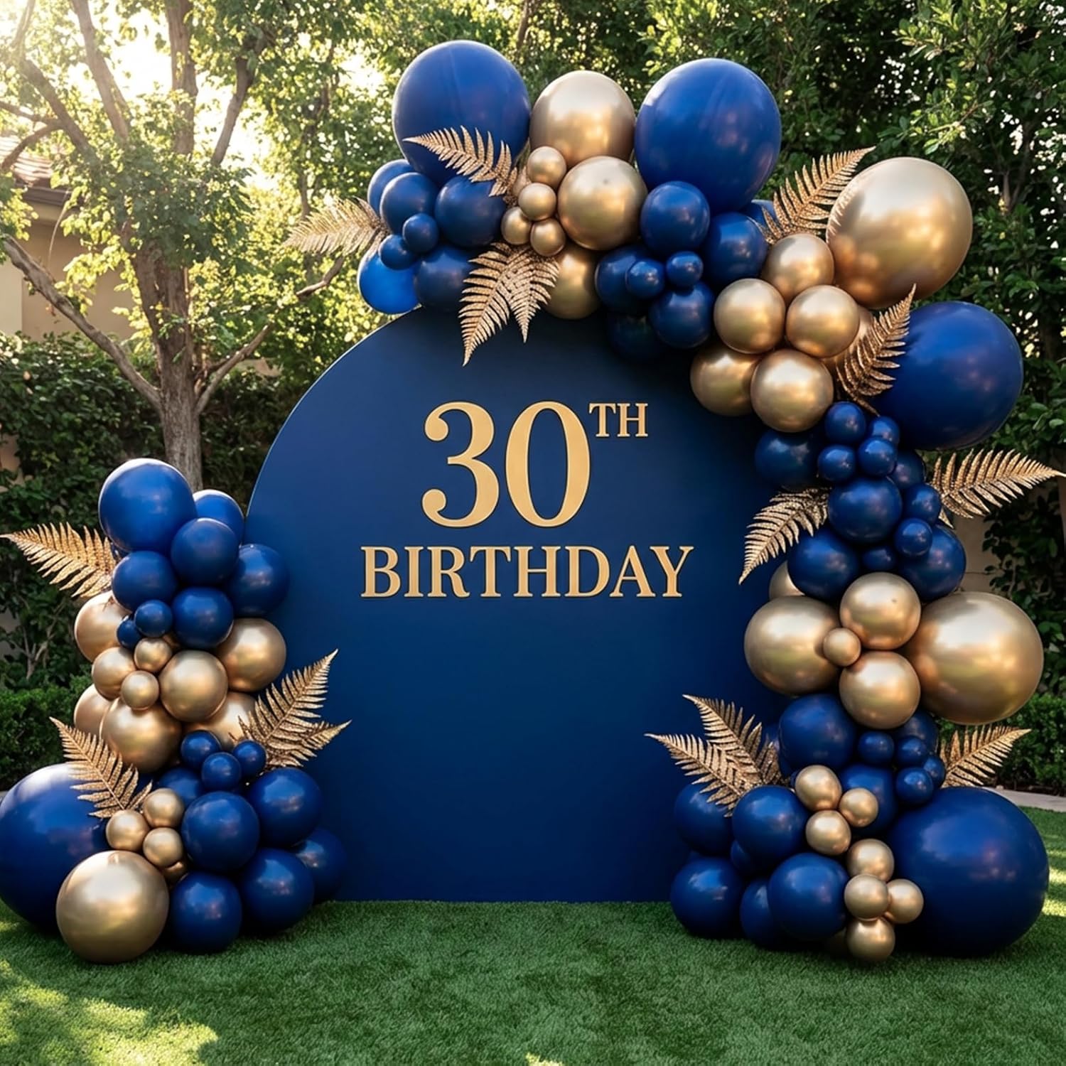 RUBFAC Chrome Gold Balloons - 129-Piece Latex Metallic Balloon Garland Kit for Weddings & Birthdays