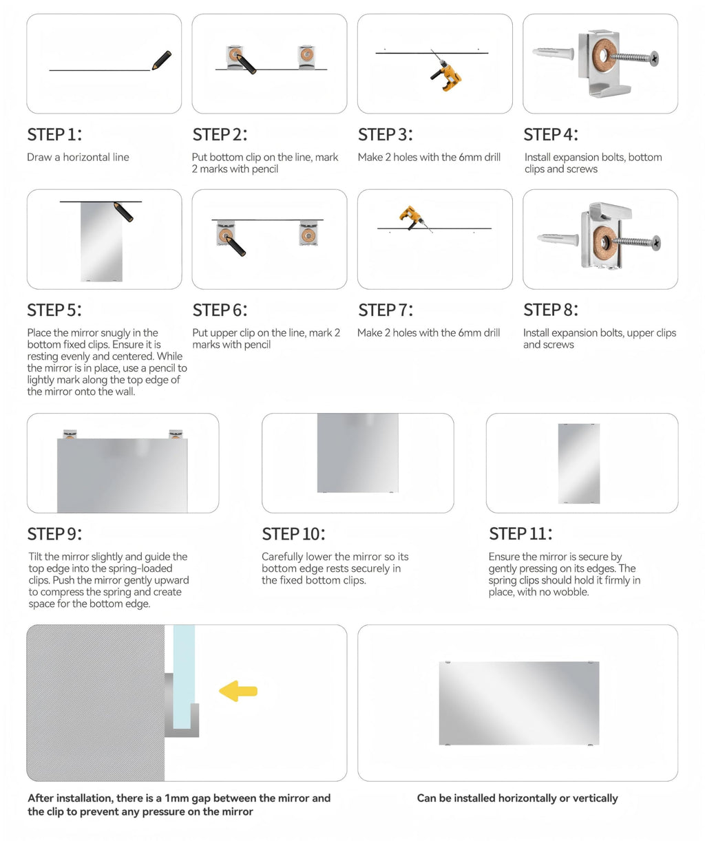 Murrey Home Gym Mirror 2PCSx55x16inch, Easy Install Wall Mounted Large Frameless, Workout for Home Gym Fitness Yoga Dancing Garage Bathroom, Shatterproof Full Length Glass