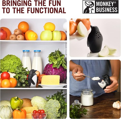 Monkey Business Chill Bill Refrigerator Deodorizer - Cute Baking Soda Container for Freshness