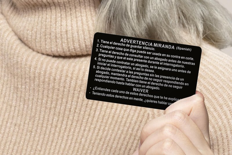 Velinpun 20 PCS Spanish and English Metal Miranda Warning Card Police, Aluminum Miranda Rights Card for Law Enforcement, Police (20PCS Black)
