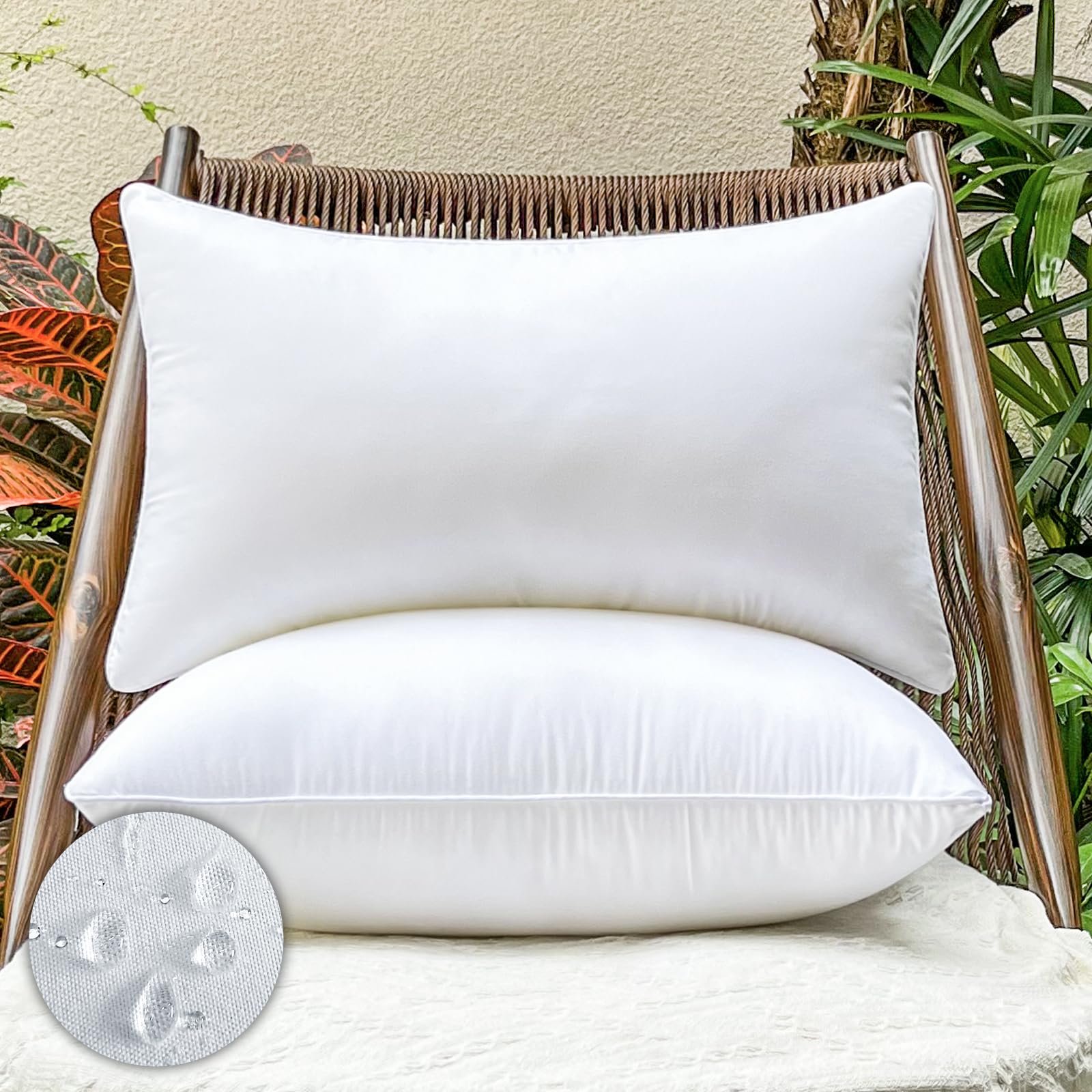 DDPSNSSJ 12x20 Outdoor Pillows,Pack of 2 Water Resistant Waterproof Lumbar Pillow Inserts Decorative Stuffer for Sofa Patio Balcony Garden