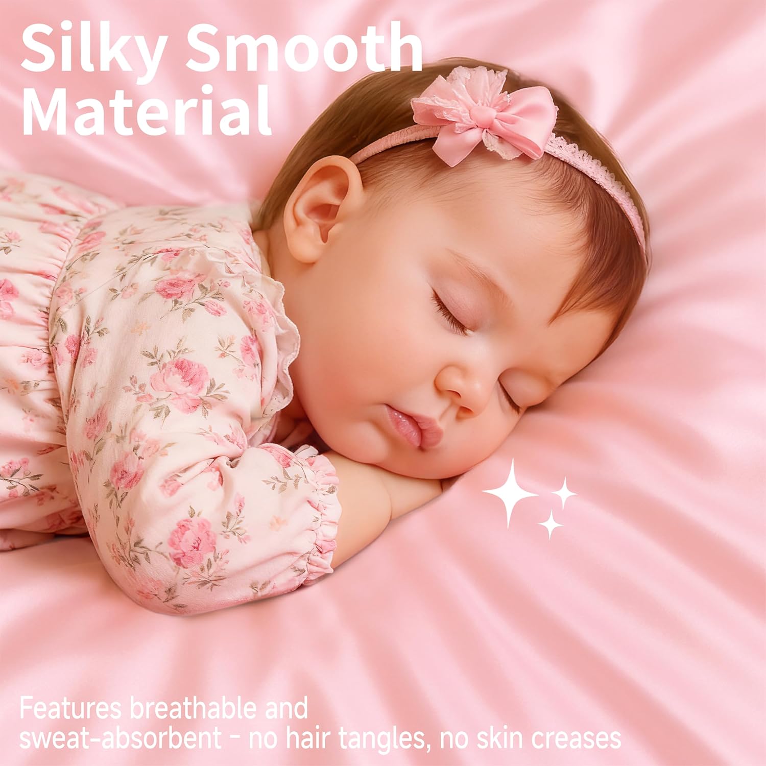 Skiennix Satin Bassinet Sheets - Soft Silk Feel for Baby's Hair | 2-Pack in Pink & Purple