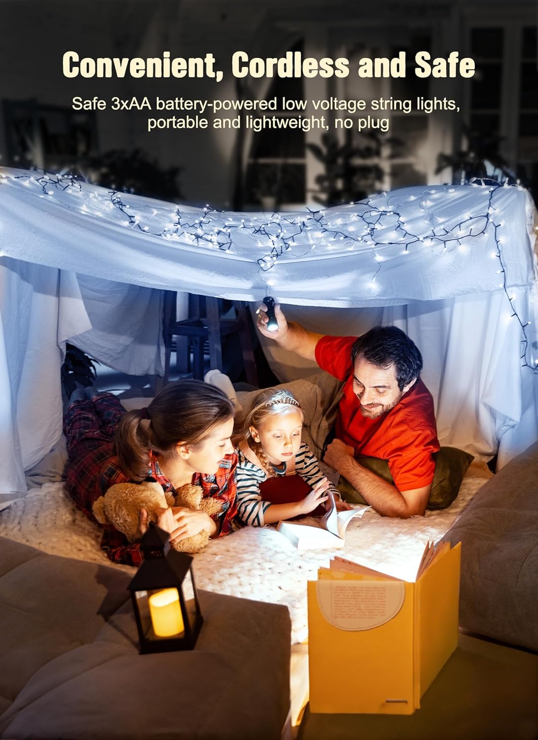 Skiennix Battery Operated Christmas String Lights - 8ft 20 LED Mini Lights with Timer | Pure White for Indoor & Outdoor Decor