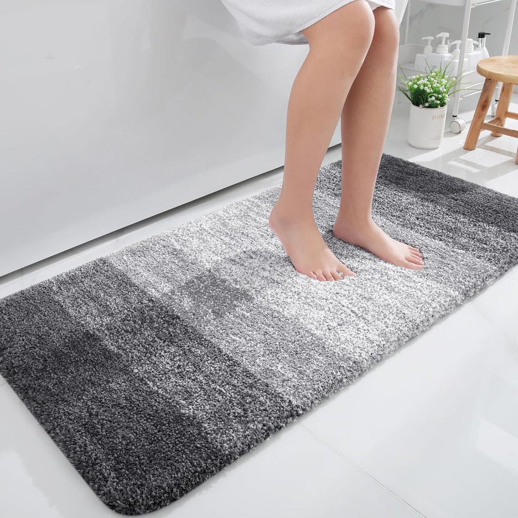 OLANLY Large Bathroom Rugs - Extra Soft Microfiber Mat 45x27 | Quick Dry & Machine Washable - Grey