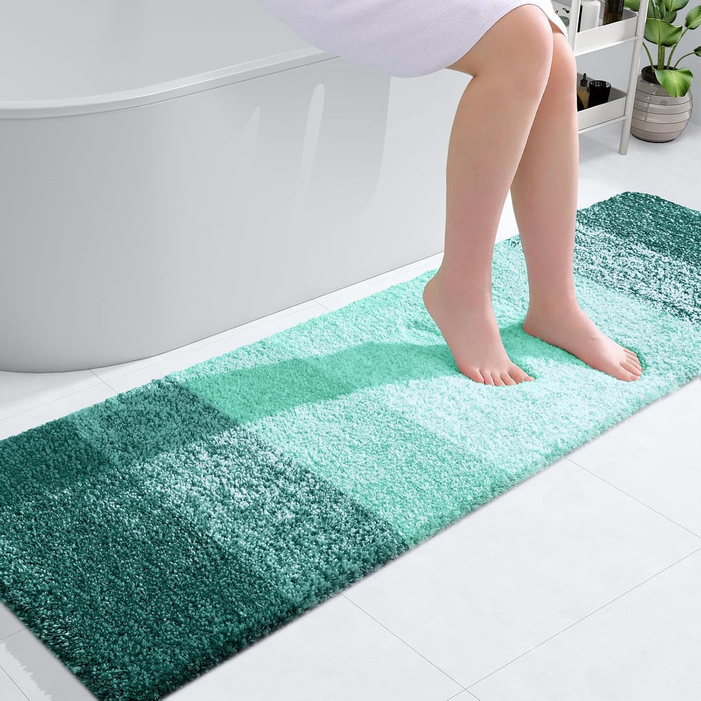 OLANLY Bathroom Runner Rug - Extra Soft Microfiber Mat with Rubber Backing | 59x17 Inches, Quick-Dry Blackish Green
