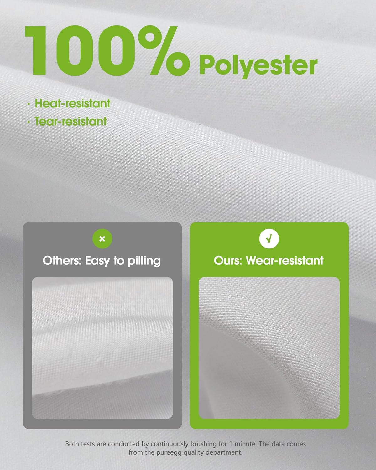 Pureegg Rectangle Tablecloth - Durable 60" x 84" Polyester for Outdoor Parties, Weddings & Picnics, White