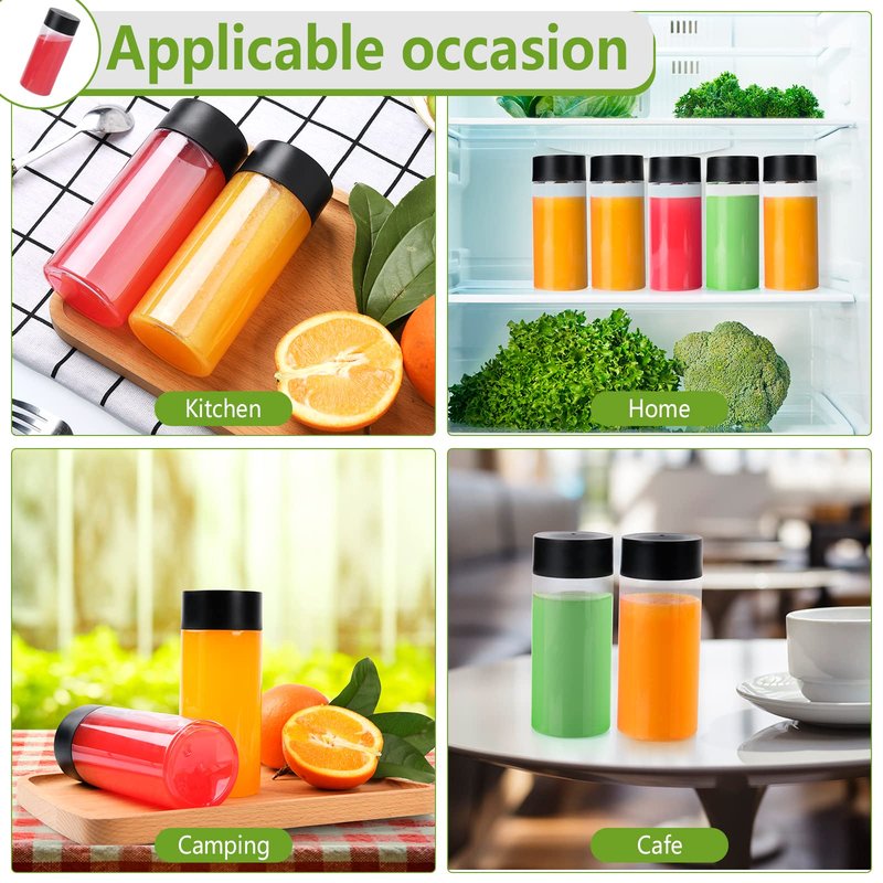 zmybcpack 24 Pack 8 oz Plastic Juice Bottles With Caps-Plastic Smoothie Bottles-Reusable Bulk Beverage Containers with Lids For Juice, Beverage