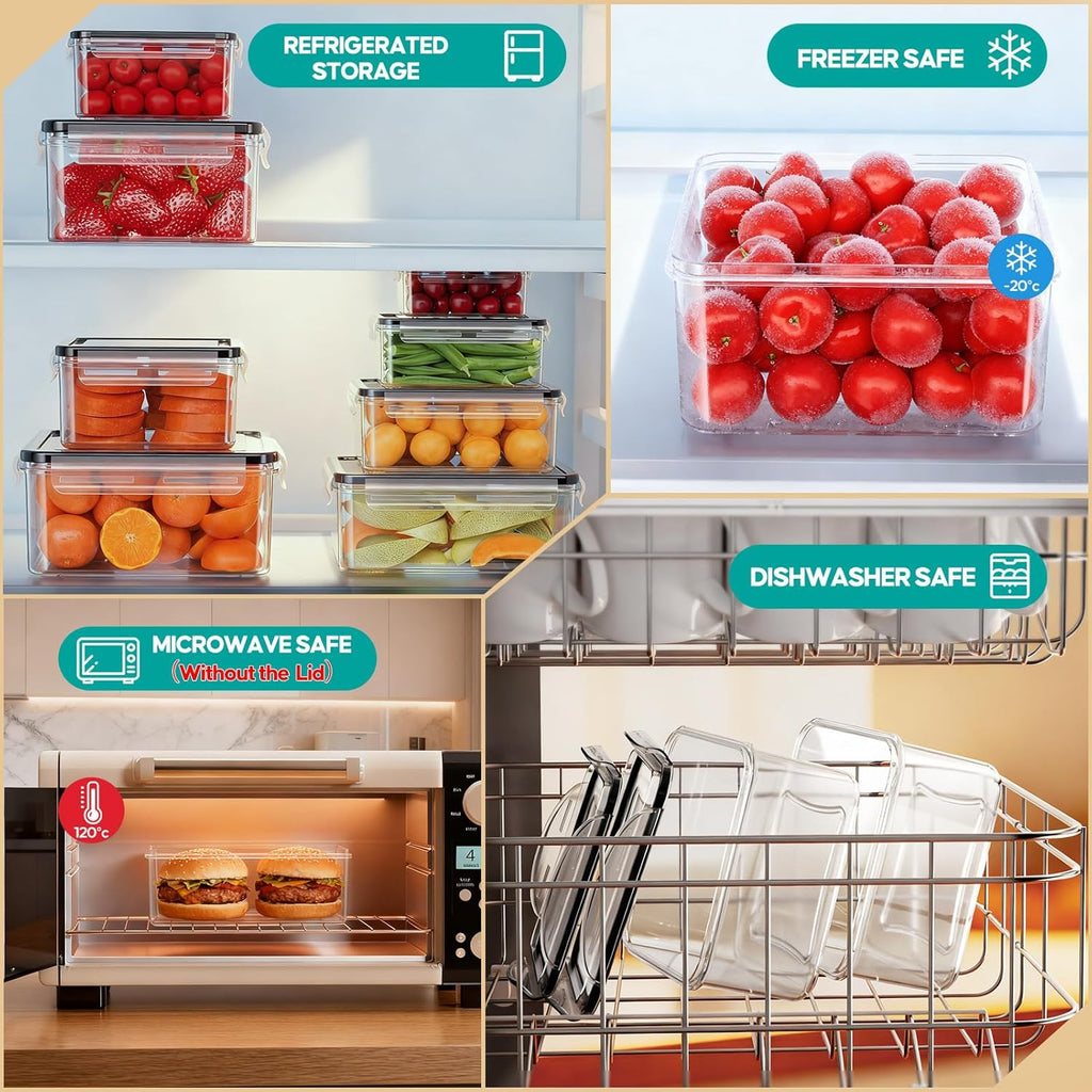TOPCHASE Food Storage Containers - 40 PCS Airtight Plastic Set with Lids, BPA-Free, Leakproof, Includes Labels & Pen