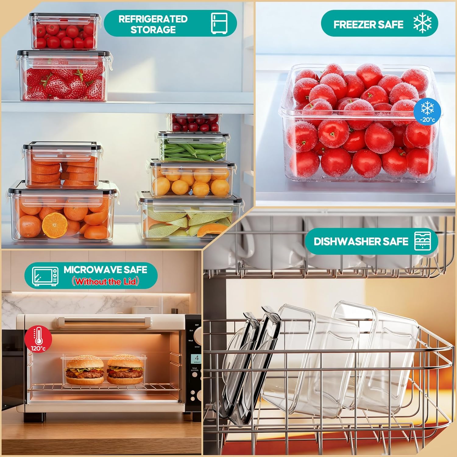TOPCHASE Food Storage Containers - 40 PCS Airtight Plastic Set with Lids, BPA-Free, Leakproof, Includes Labels & Pen