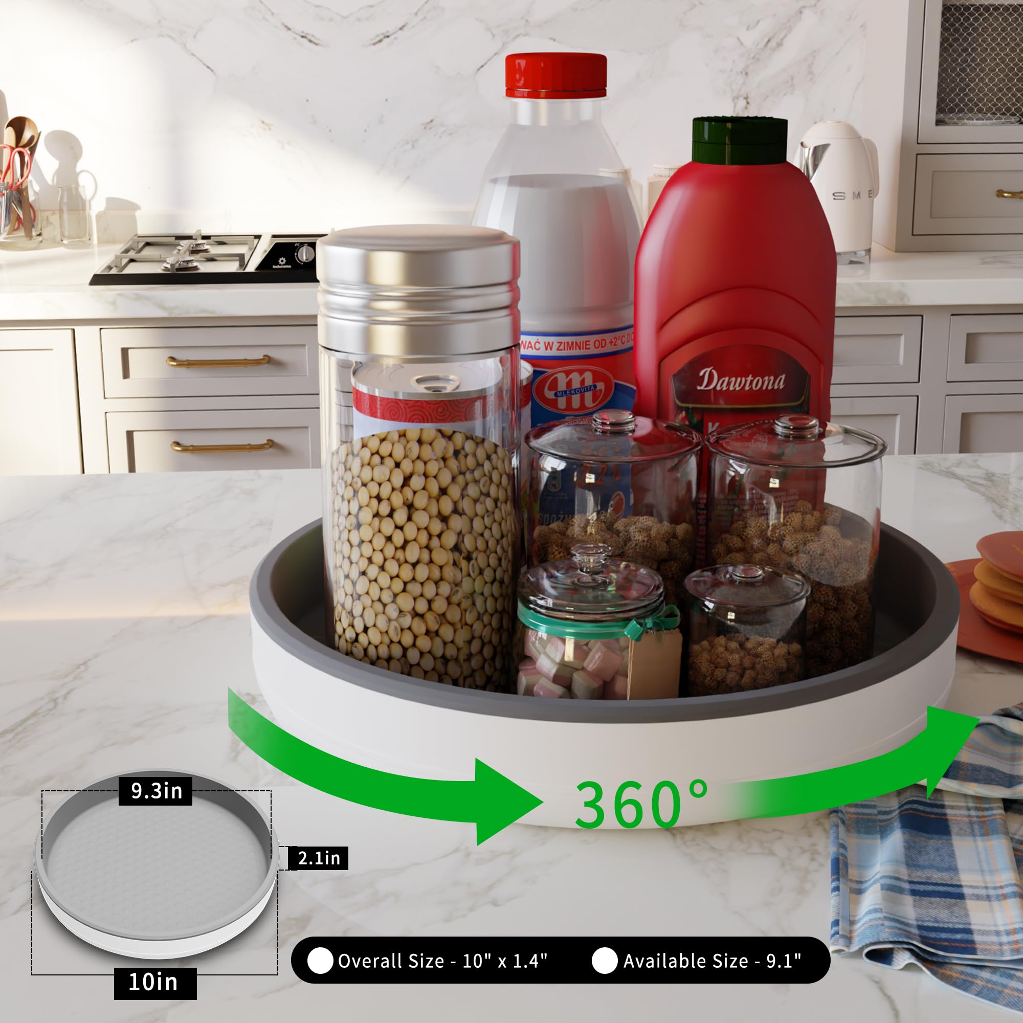 4 Pack 10 Inch Non-Skid Lazy Susan Turntable Organizers - Spinning Rack for Pantry Organization and Storage, Kitchen, Cabinet, Fridge, Bathroom Vanity, Countertop, Under Sink Organizing, Spice Rack