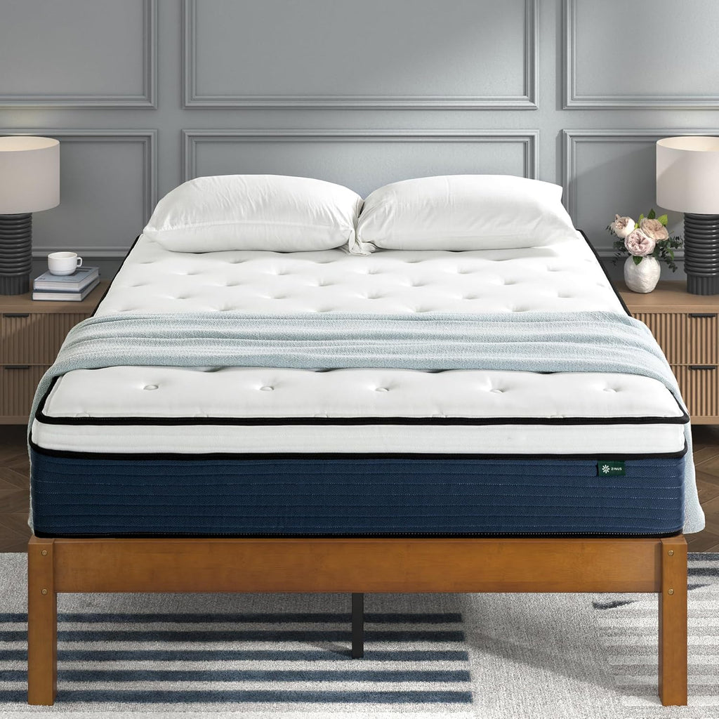 ZINUS 12 Inch Queen Comfort Support Hybrid Mattress - Fiberglass Free, Medium Plush, Motion Isolation, Safe Materials