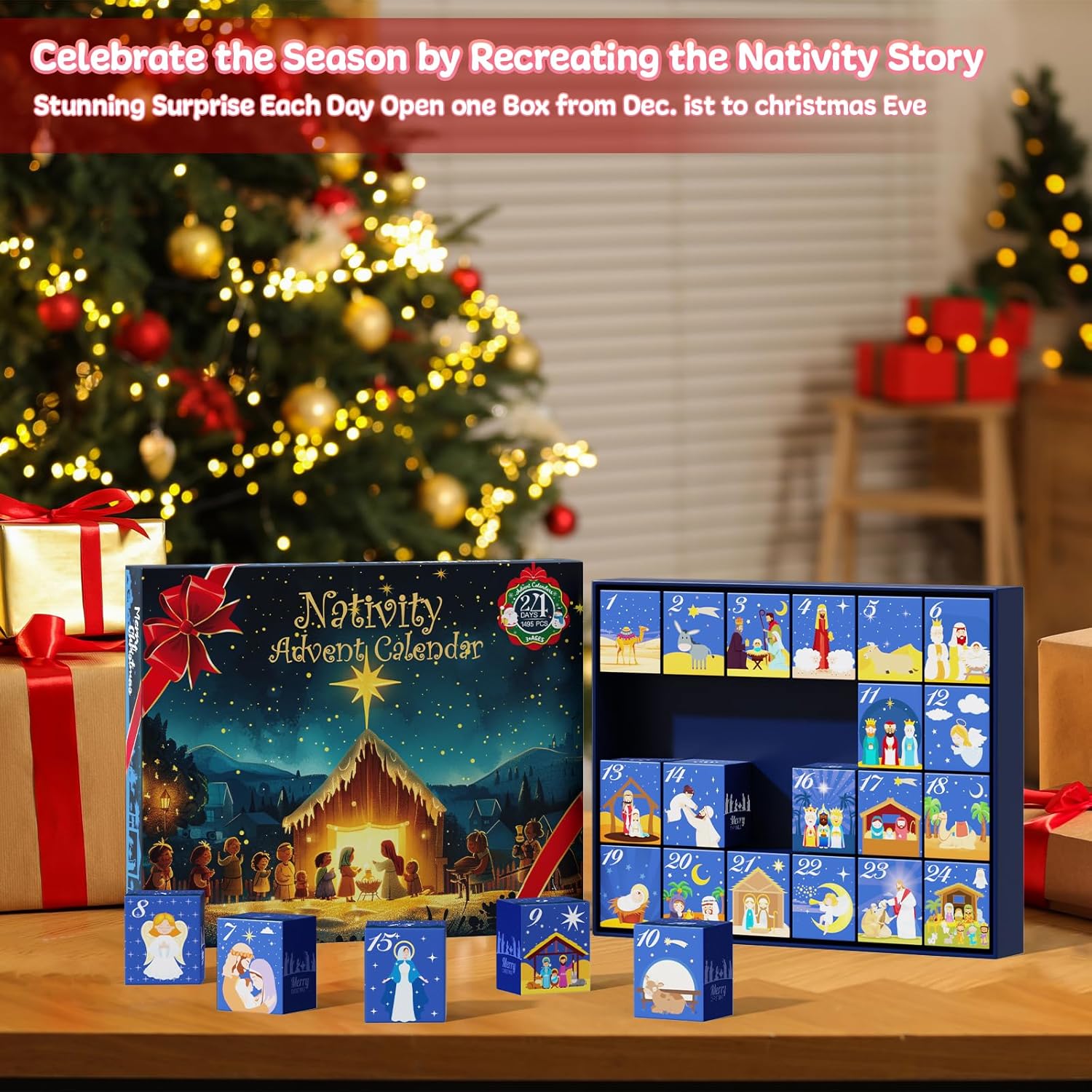 Nativity Advent Calendar 2025 - 24-Day Building Blocks Countdown Set for Kids & Adults