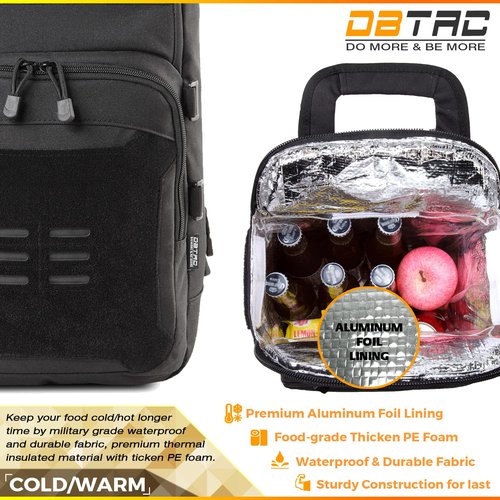 DBTAC Tactical Lunch Backpack, Large Lunch Cooler for Men Women | Backpack Coolers insulated for Work Picnic Travel (Charcoal Camo, 24-Cans)