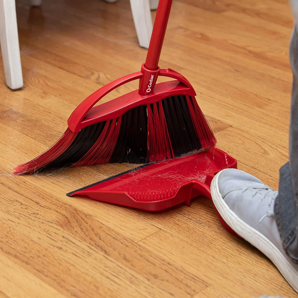 O-Cedar One Sweep Broom - Lightweight Step-On Dustpan for Effortless Pet Hair Removal | Quiet Cleaning Tool