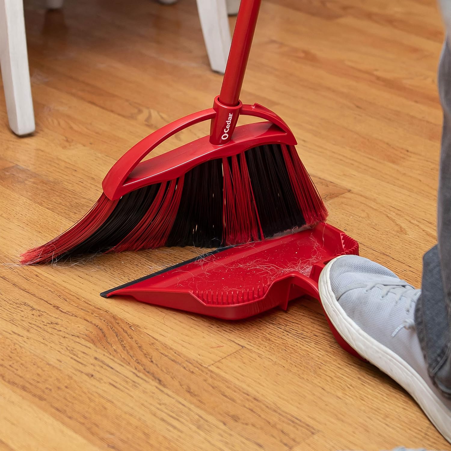 O-Cedar One Sweep Broom - Lightweight Step-On Dustpan for Effortless Pet Hair Removal | Quiet Cleaning Tool
