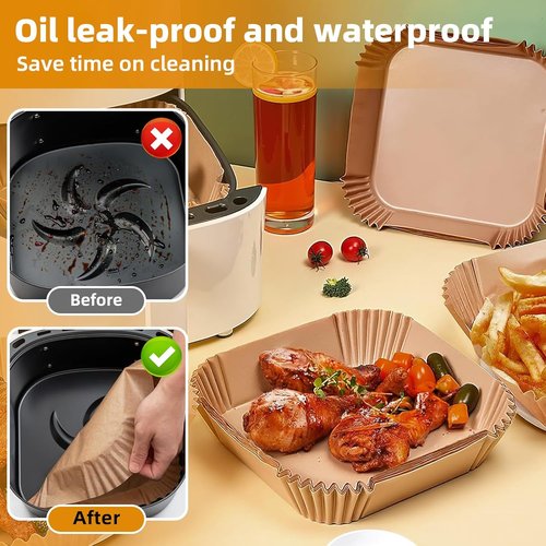 HONYAO Air Fryer Paper Liners - 10 Inch XXXL Thickened Disposable for 8-12 Qt Air Fryers | 200 Pcs