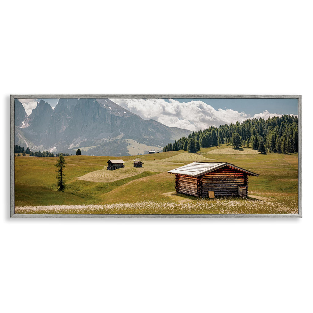 Stupell Industries Vast Rural Cabins & Mountains Gray Framed Giclee Art Design by ERIN MARIE, 24 x 10