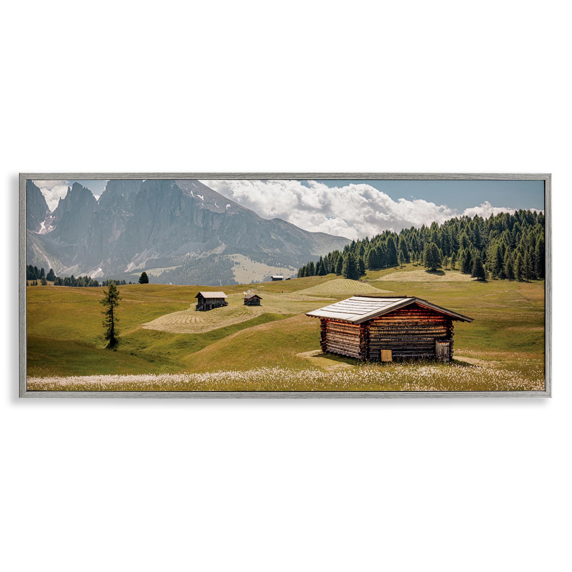Stupell Industries Vast Rural Cabins & Mountains Gray Framed Giclee Art Design by ERIN MARIE, 24 x 10