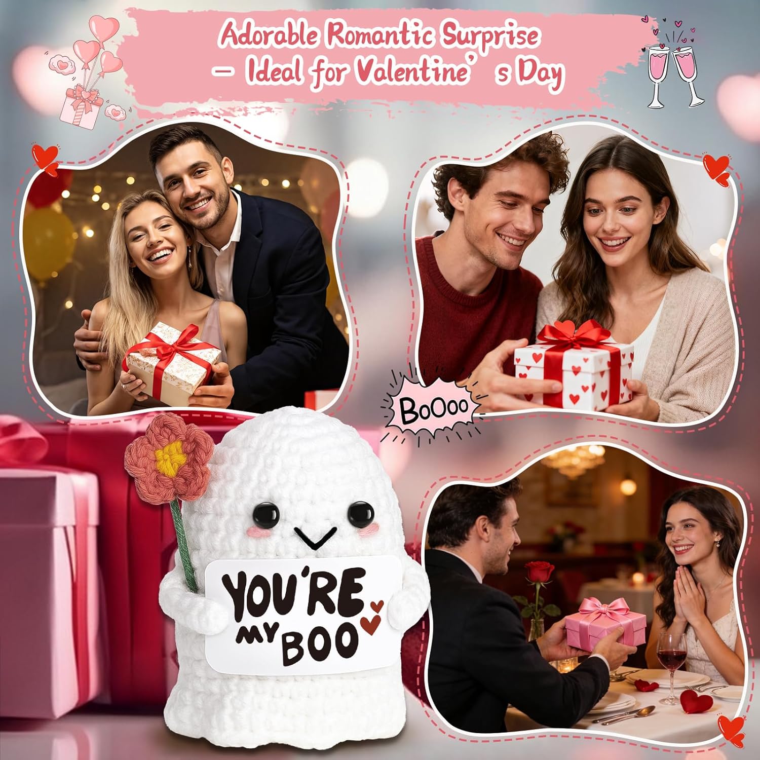You're My Boo Crochet Ghost - Cute Anniversary Gift for Him/Her | Perfect for Valentine's Day & Halloween