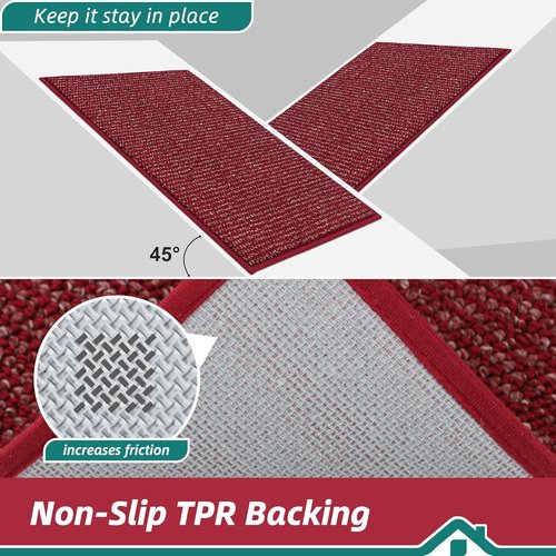 BEQHAUSE Dirt Trapper Door Mat - Non-Slip, Washable, Absorbent 36" x 60" Red Entrance Mat