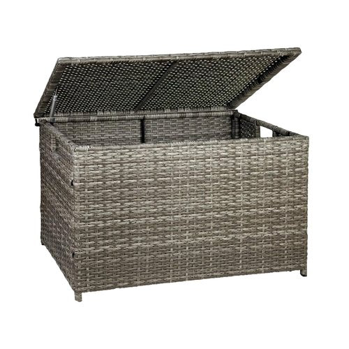 MOORLITER Wicker Storage Trunk, 30 x 17 x 18 inches, 160L, Handwoven Wicker Chest with Stay-Open Lid, Supports 200 lbs, Grey