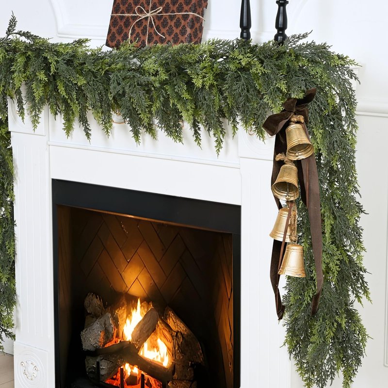 Waipfaru 2 Pcs 6 Ft Christmas Cedar Garland, Real Touch Pine Garlands, Artificial Realistic Faux Greenery Garland for Xmas Home Mantle Fireplace Wall Indoor Outdoor Christmas Decorations
