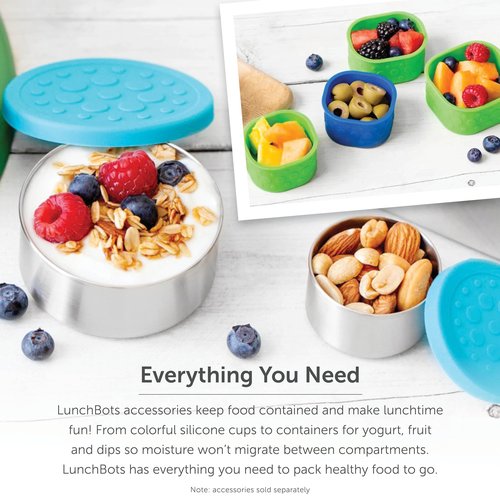 LunchBots 1.5 oz Stainless Steel Dressing Container for Condiments, Dips, Snacks, Dipping Sauce Cups with Silicone Lid, Fits in Lunch Bags and Bento Boxes – Set of 3 (Floral)